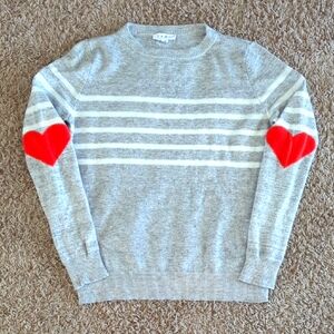 THML Light Gray Crewneck Sweater with Red Heart on Elbows ❤️